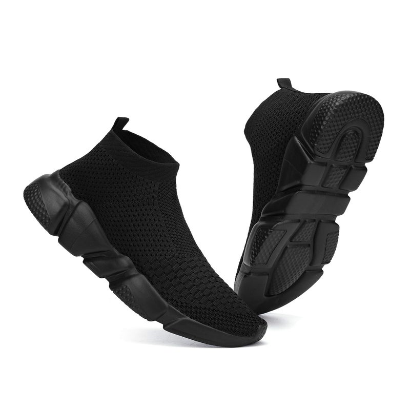 Casbeam Women's Running Knit Comfortable Lightweight Breathable Casual Sports Shoes Fashion Sneakers Slip-On Walking Shoes All Black Size 8 - Image 1